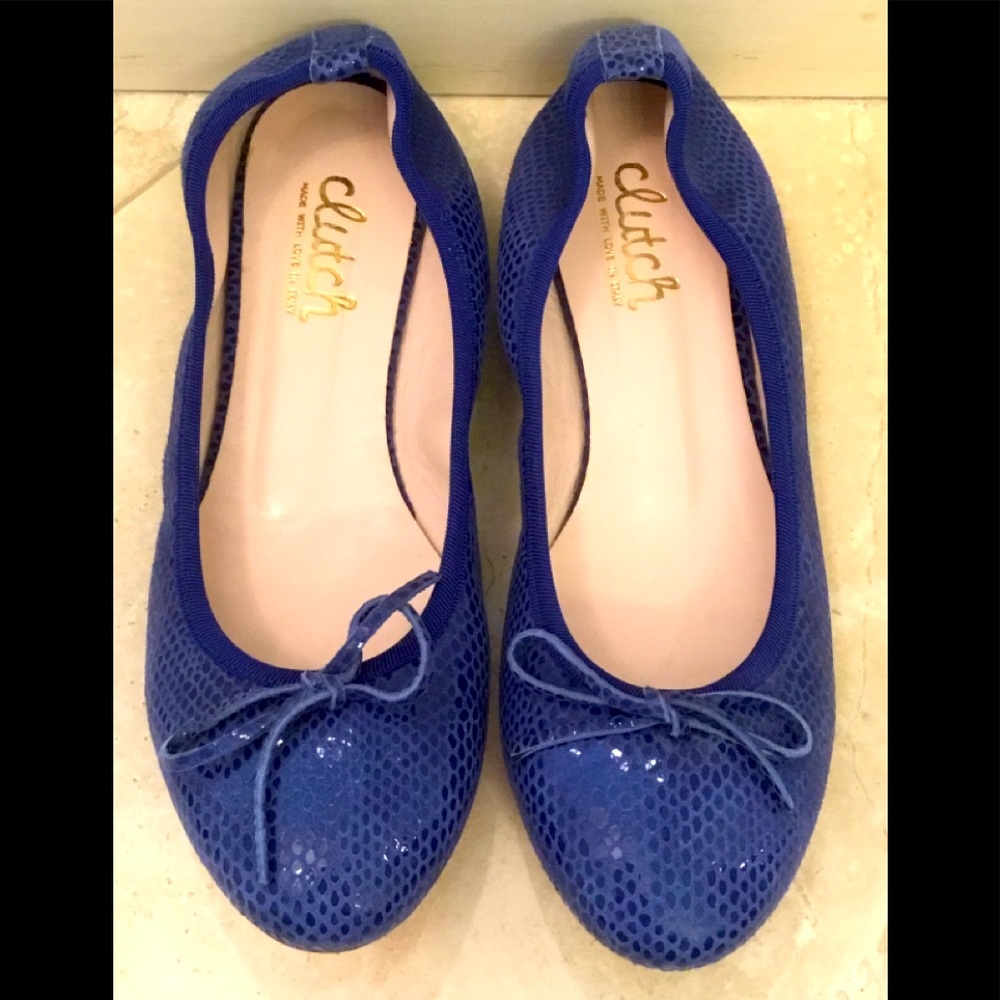 CLUTCH BALLET FLATS SNAKESKIN LEATHER SZ 38 8 US